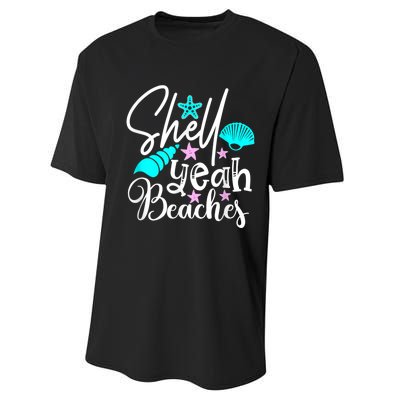 Shell Yeah Beaches Funny Beach Lover Beachcomber Shelling Performance Sprint T-Shirt