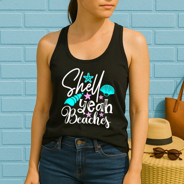 Shell Yeah Beaches Funny Beach Lover Beachcomber Shelling Womens Tank Top