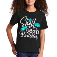 Shell Yeah Beaches Funny Beach Lover Beachcomber Shelling Kids T-Shirt