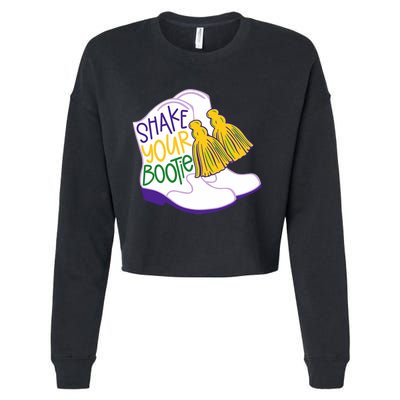 Shake Your Bootie Mardi Gras Bead Boot Carnival Celebration Cropped Pullover Crew