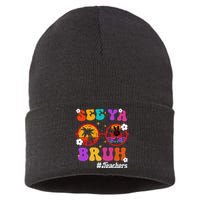 See Ya Bruh Hello Summer Funny Last Day of School Teachers Sustainable Knit Beanie