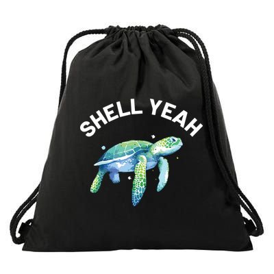 Shell Yeah Cute Tortoise Sea Turtle Lover Drawstring Bag