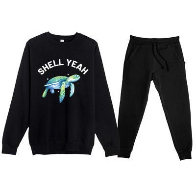 Shell Yeah Cute Tortoise Sea Turtle Lover Premium Crewneck Sweatsuit Set