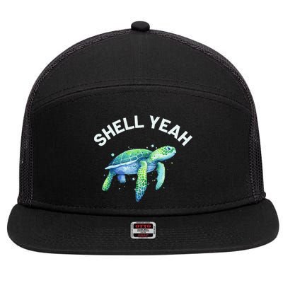 Shell Yeah - Cute Tortoise & Sea Turtle Lover 7 Panel Mesh Trucker Snapback Hat