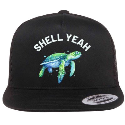 Shell Yeah - Cute Tortoise & Sea Turtle Lover Flat Bill Trucker Hat