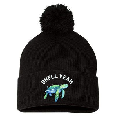 Shell Yeah - Cute Tortoise & Sea Turtle Lover Pom Pom 12in Knit Beanie