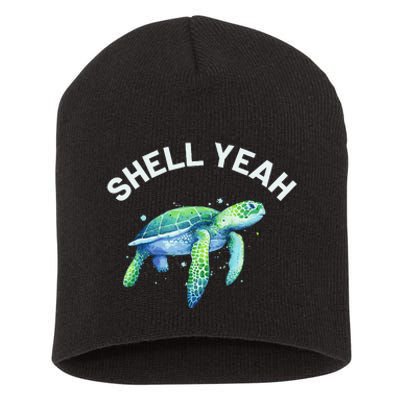 Shell Yeah - Cute Tortoise & Sea Turtle Lover Short Acrylic Beanie