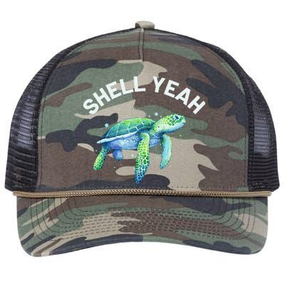 Shell Yeah - Cute Tortoise & Sea Turtle Lover Retro Rope Trucker Hat Cap