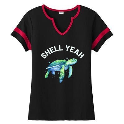 Shell Yeah Cute Tortoise & Sea Turtle Lover Ladies Halftime Notch Neck Tee