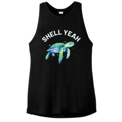 Shell Yeah Cute Tortoise & Sea Turtle Lover Ladies PosiCharge Tri-Blend Wicking Tank