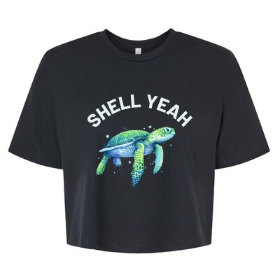 Shell Yeah Cute Tortoise & Sea Turtle Lover Bella+Canvas Jersey Crop Tee