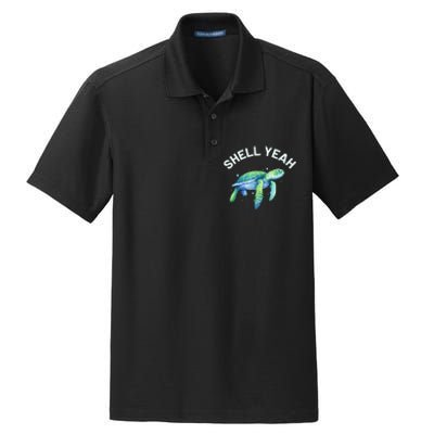 Shell Yeah Cute Tortoise & Sea Turtle Lover Dry Zone Grid Polo