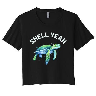 Shell Yeah Cute Tortoise & Sea Turtle Lover Women's Crop Top Tee