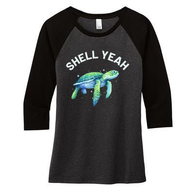 Shell Yeah Cute Tortoise & Sea Turtle Lover Women's Tri-Blend 3/4-Sleeve Raglan Shirt