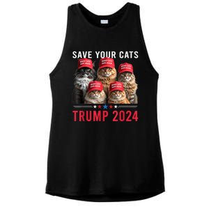 Save Your Cats Vote For Trump Red Hat 24 Election Trump 2024 Ladies PosiCharge Tri-Blend Wicking Tank