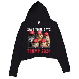 Save Your Cats Vote For Trump Red Hat 24 Election Trump 2024 Crop Fleece Hoodie