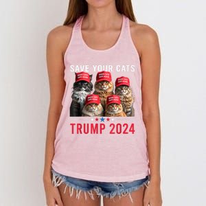 Save Your Cats Vote For Trump Red Hat 24 Election Trump 2024 Women's Knotted Racerback Tank