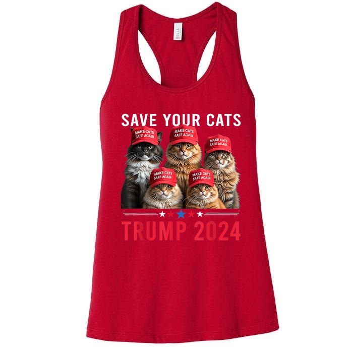 Save Your Cats Vote For Trump Red Hat 24 Election Trump 2024 Women's Racerback Tank