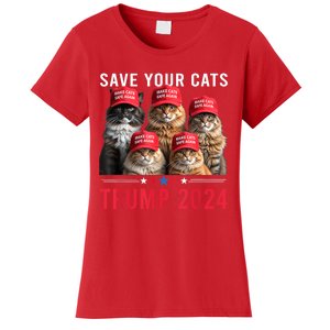 Save Your Cats Vote For Trump Red Hat 24 Election Trump 2024 Women's T-Shirt