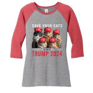 Save Your Cats Vote For Trump Red Hat 24 Election Trump 2024 Women's Tri-Blend 3/4-Sleeve Raglan Shirt