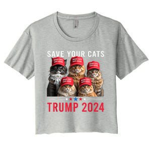 Save Your Cats Vote For Trump Red Hat 24 Election Trump 2024 Women's Crop Top Tee