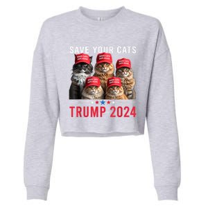 Save Your Cats Vote For Trump Red Hat 24 Election Trump 2024 Cropped Pullover Crew