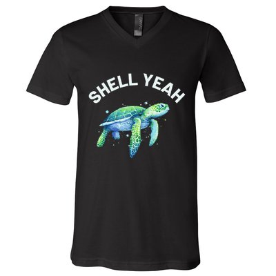 Shell Yeah Cute Tortoise & Sea Turtle Lover V-Neck T-Shirt