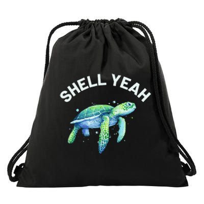 Shell Yeah Cute Tortoise & Sea Turtle Lover Drawstring Bag