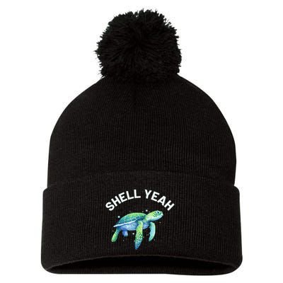 Shell Yeah Cute Tortoise & Sea Turtle Lover Pom Pom 12in Knit Beanie