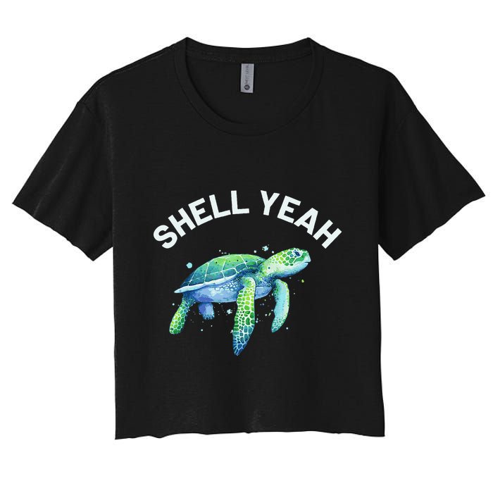 Shell Yeah Cute Tortoise & Sea Turtle Lover Women's Crop Top Tee