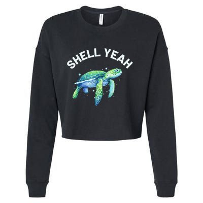 Shell Yeah Cute Tortoise & Sea Turtle Lover Cropped Pullover Crew