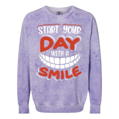 Start Your Day With A Smile Meaningful Gift Dental Assisting Gift Colorblast Crewneck Sweatshirt