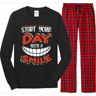 Start Your Day With A Smile Meaningful Gift Dental Assisting Gift Long Sleeve Pajama Set