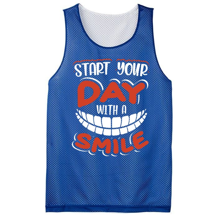 Start Your Day With A Smile Meaningful Gift Dental Assisting Gift Mesh Reversible Basketball Jersey Tank