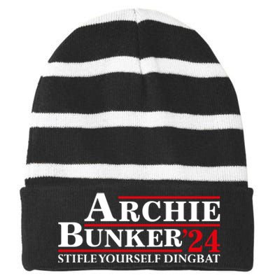 Stifle Yourself Dingbat Archie Bunker 2024 Striped Beanie with Solid Band