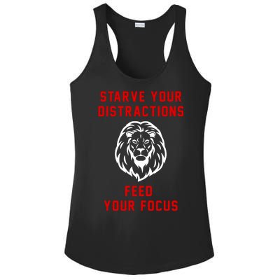 Starve Your Distractions Feed Your Focus Ladies PosiCharge Competitor Racerback Tank