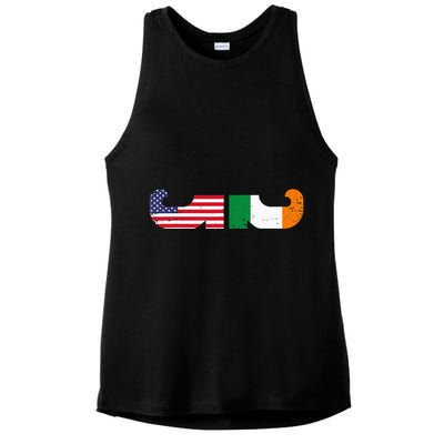 Show Your Dual Pride Irish American flags St Patrick's Day Ladies PosiCharge Tri-Blend Wicking Tank