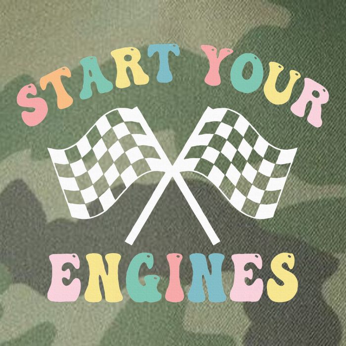 Start Your Engines Groovy Checkered Flag Retro Racing Legacy Tie Dye Trucker Hat