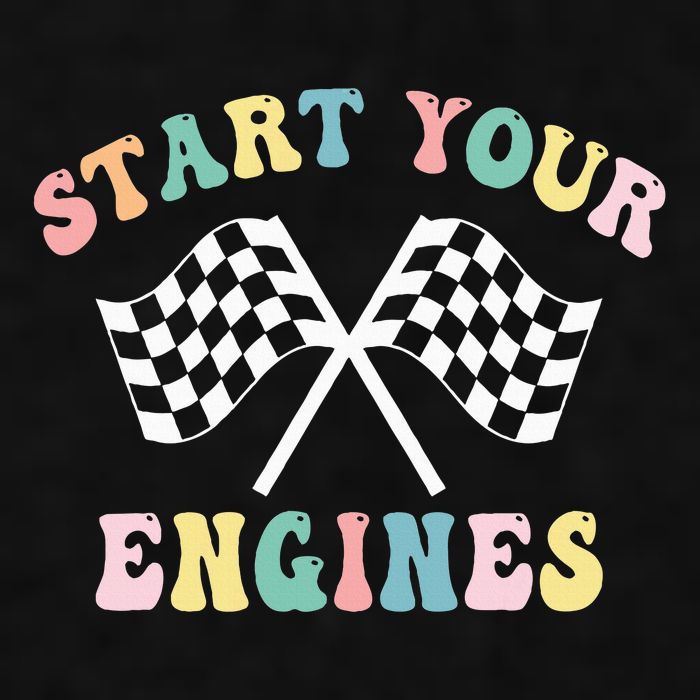 Start Your Engines Groovy Checkered Flag Retro Racing Ladies PosiCharge Tri-Blend Wicking Tank