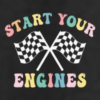 Start Your Engines Groovy Checkered Flag Retro Racing Garment-Dyed Fleece Hoodie