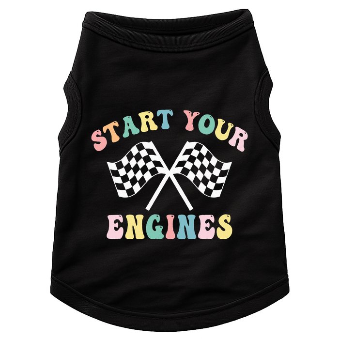 Start Your Engines Groovy Checkered Flag Retro Racing Doggie Tank