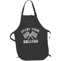 Start Your Engines Groovy Checkered Flag Retro Racing Apron