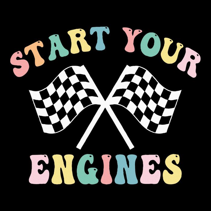 Start Your Engines Groovy Checkered Flag Retro Racing 16 in Basic Backpack