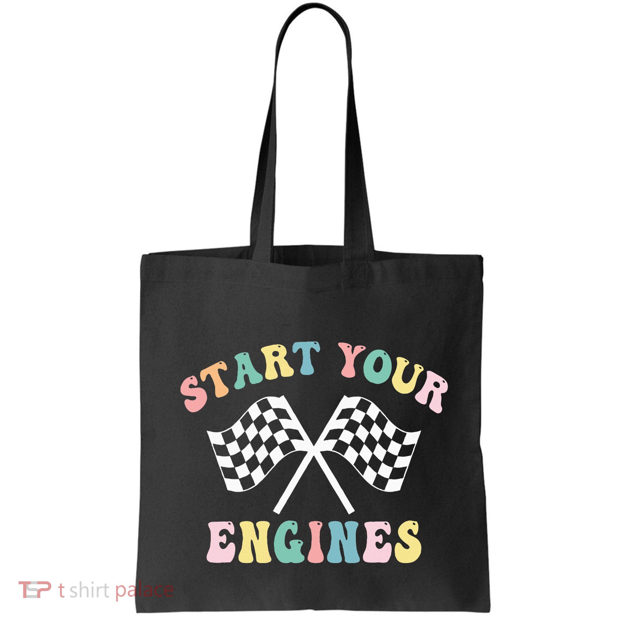 Start Your Engines Groovy Checkered Flag Retro Racing Bag