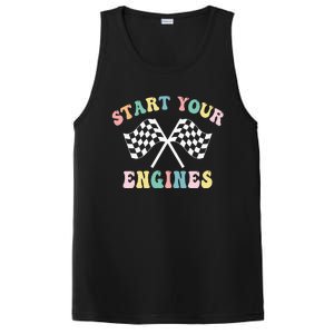 Start Your Engines Groovy Checkered Flag Retro Racing PosiCharge Competitor Tank