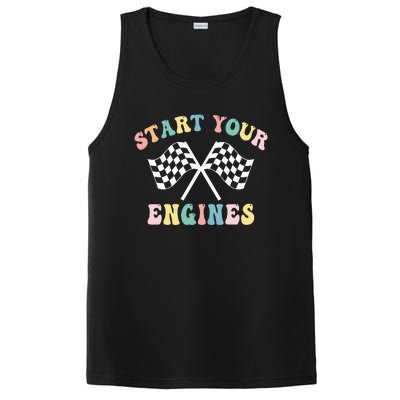 Start Your Engines Groovy Checkered Flag Retro Racing PosiCharge Competitor Tank