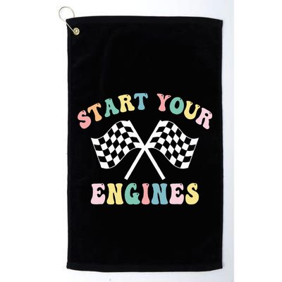 Start Your Engines Groovy Checkered Flag Retro Racing Golf Towel