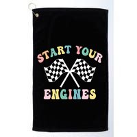 Start Your Engines Groovy Checkered Flag Retro Racing Golf Towel