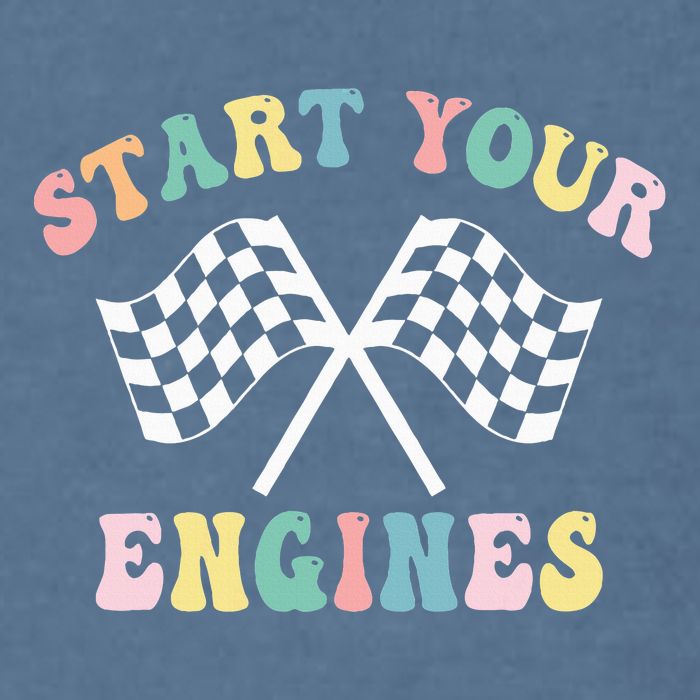 Start Your Engines Groovy Checkered Flag Retro Racing Garment-Dyed Sweatshirt