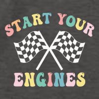 Start Your Engines Groovy Checkered Flag Retro Racing Vector Backpack